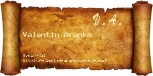 Valentin Aranka névjegykártya